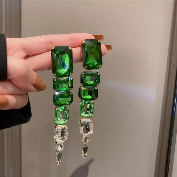 Ladies earrings in colour green