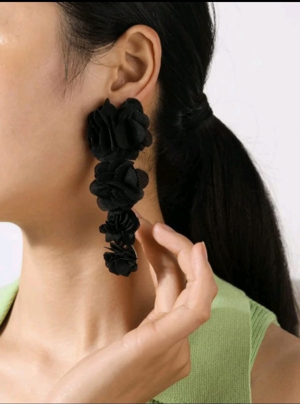 Fabric flower deco earrings